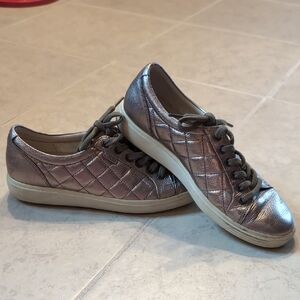 Ecco Metallic Bronze Quilted Sneakers